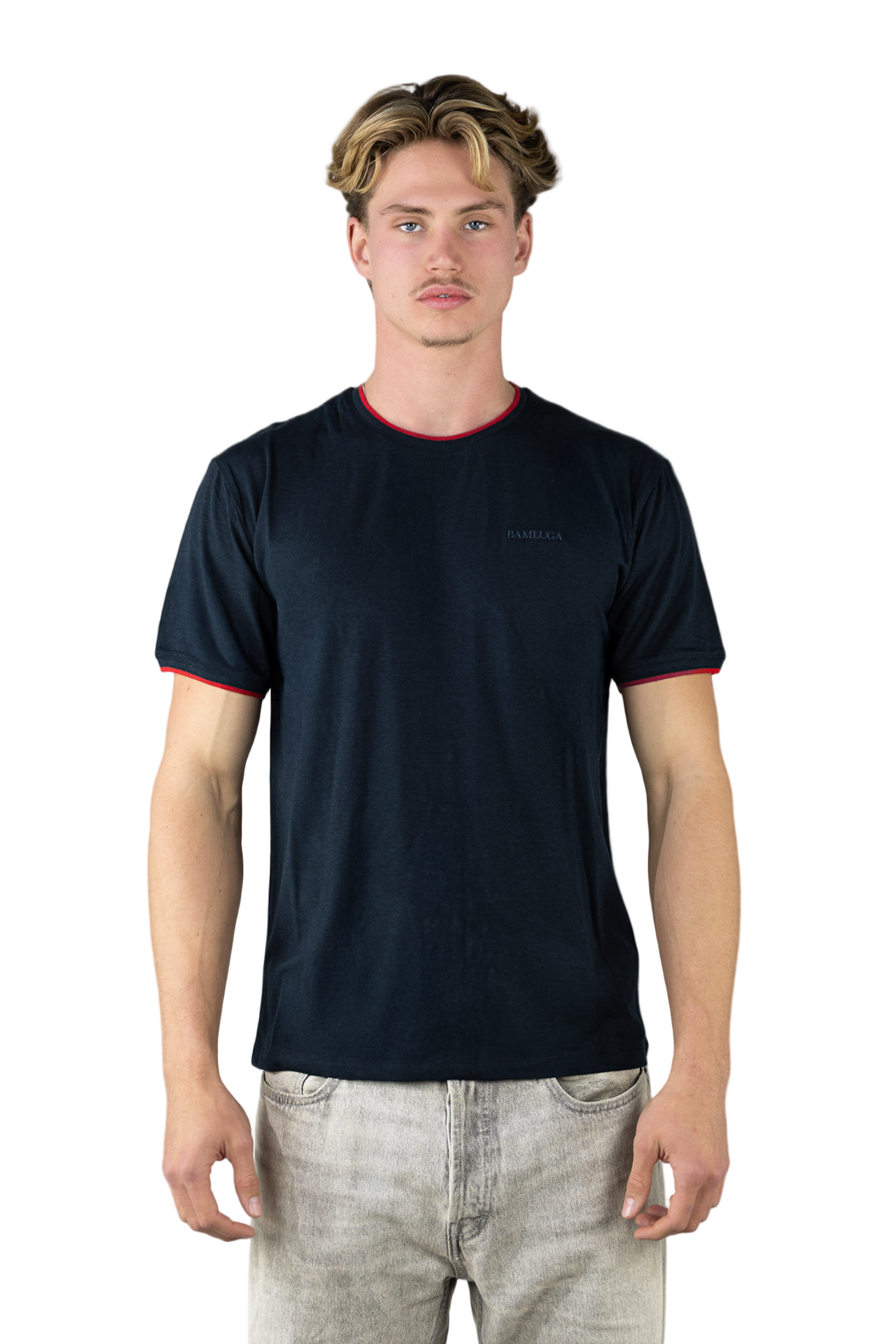 Bamboe T-shirt Heren Slim fit Marineblauw BAMLUGA