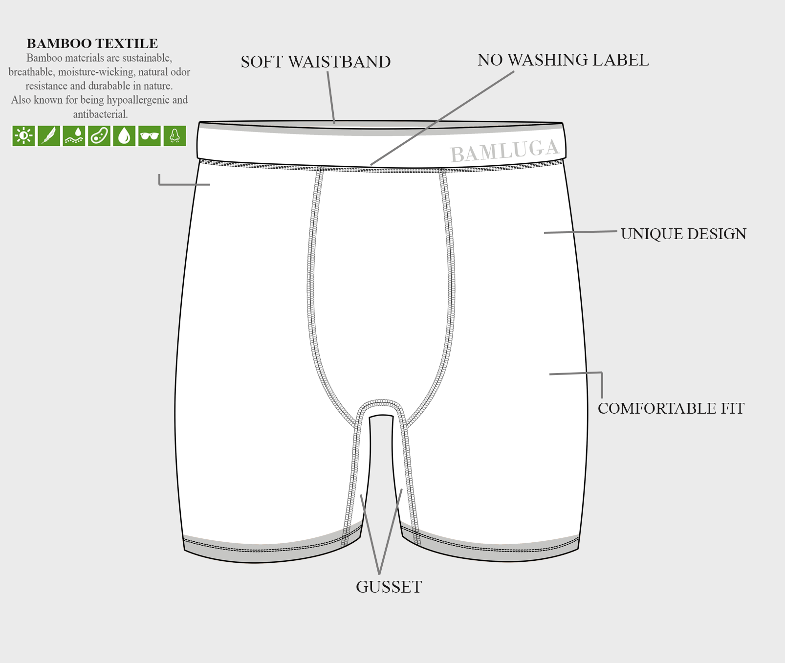 Bamboe Boxershort Slim fit Zwart <tc>BAMLUGA</tc>