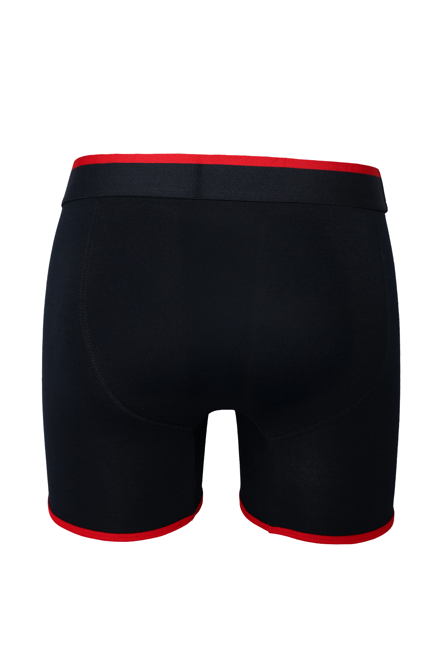 Black boxer briefs with red trim on a white background bamboo boxershort/underwear BAMLUGA