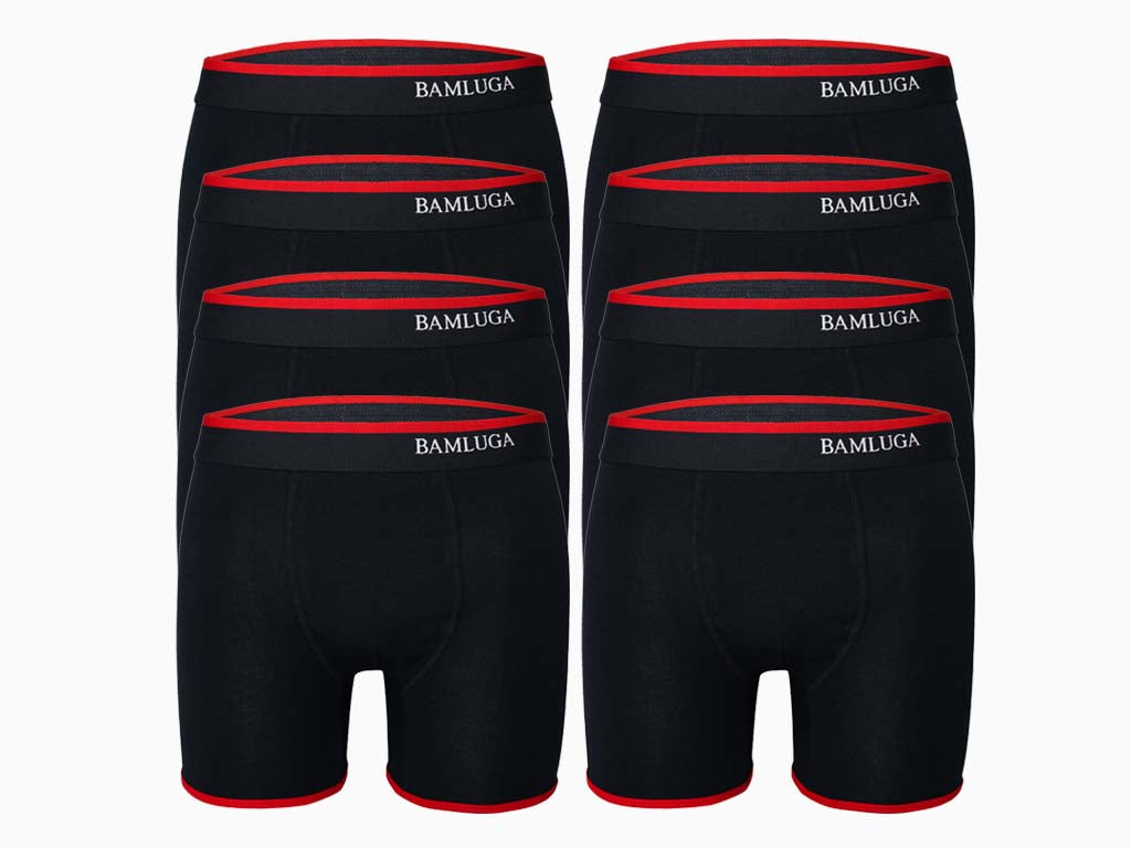 Boxer in bambù slim fit blu navy, confezione da 8 <tc>BAMLUGA</tc>