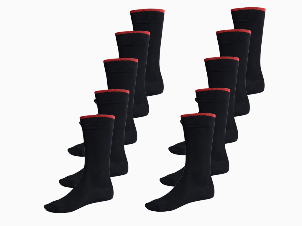 Bamboe Sokken Hoog Zwart 10-pack BAMLUGA