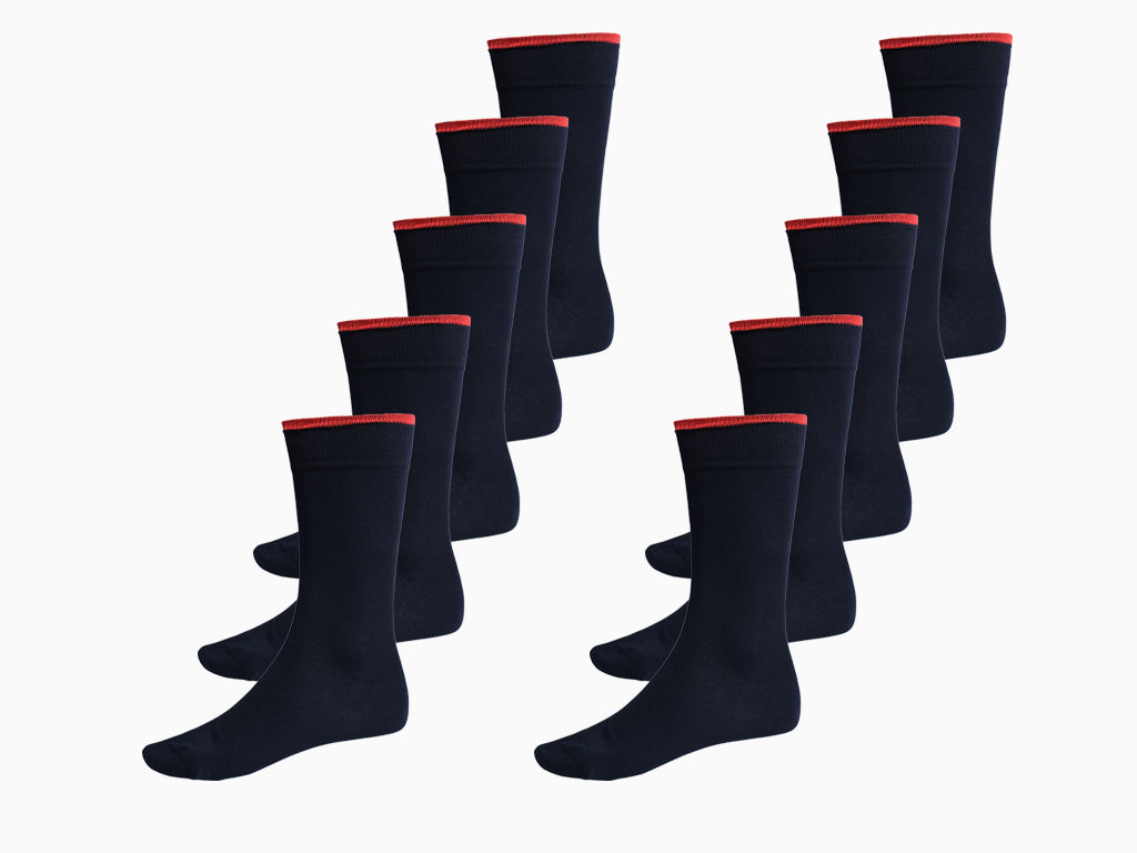 Bamboe Sokken Hoog Marineblauw 10-pack BAMLUGA