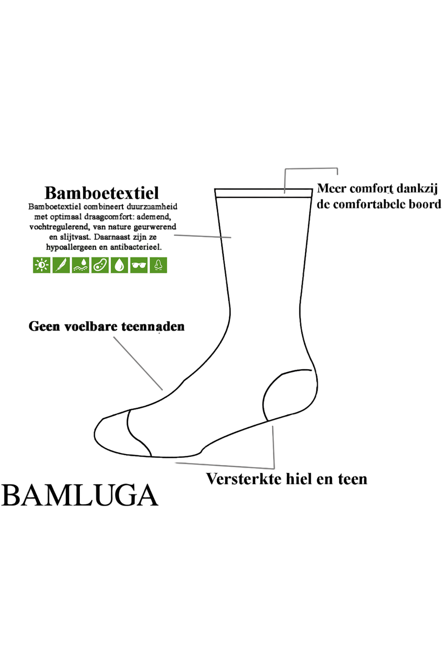 Bamboe Sokken Hoog Zwart BAMLUGA