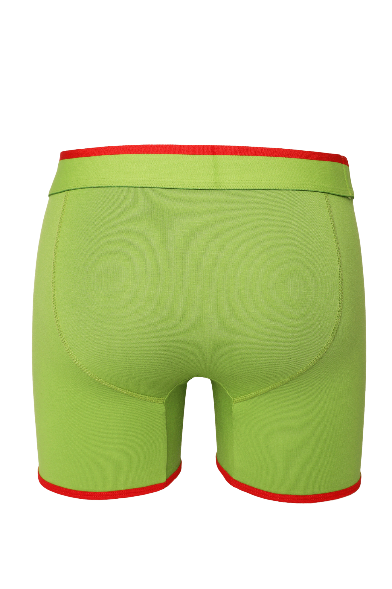 Green boxer briefs with red trim on a white background bamboo boxershort/underwear BAMLUGA