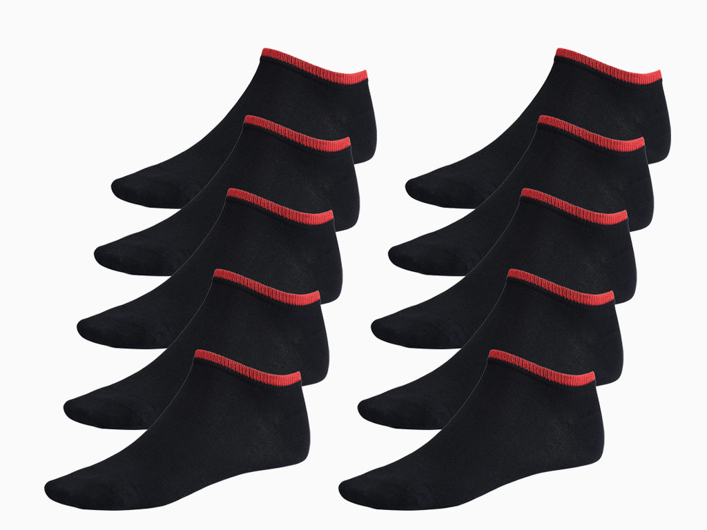 Bamboe Sokken Sneaker Zwart 10-pack BAMLUGA