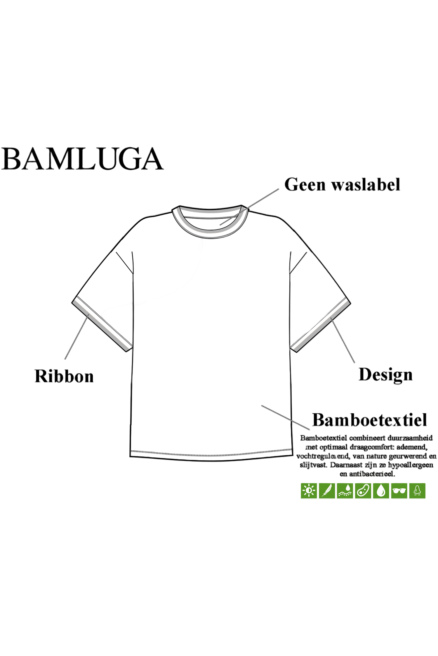 Bamboe T-shirt Slim fit Marineblauw BAMLUGA